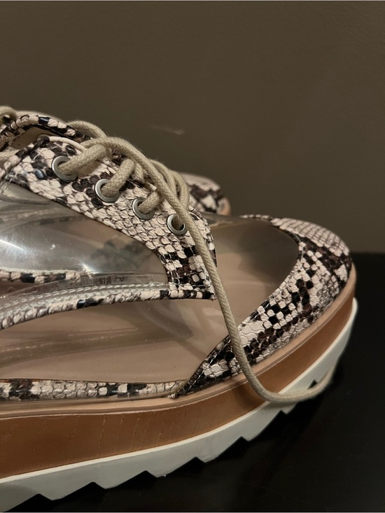 Aldo Shoes - Aldo Womens Snake-Print Platform Sandal in Beige and Black